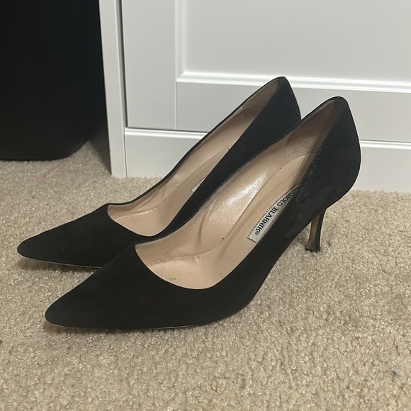 Manolo blahnik bb black suede pointed toe pump 7.5 EU 38.5 - Picture 4 of 9